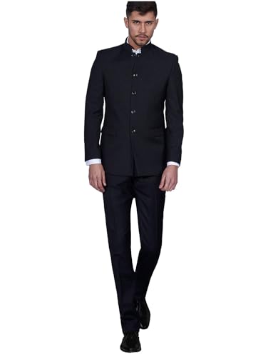 Costume homme col montant smoking boutons à boutonnage simple noir