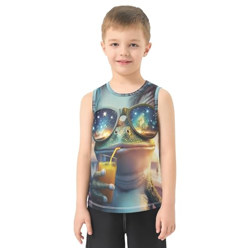 Boys Tank Top Shirts Frog Aniaml Starry Sky Sleeveless T-Shirts Crew Neck for Kids Clothing Children2