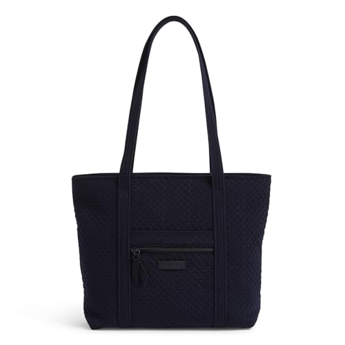 Vera Bradley Women's Microfiber Small Vera Tote Bag, Navy, One Size