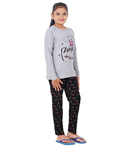 Image of MIST N FOGG Girls' Printed Cotton T Shirt and Pyjama Set /Nightwear /Top and Pyjama Set