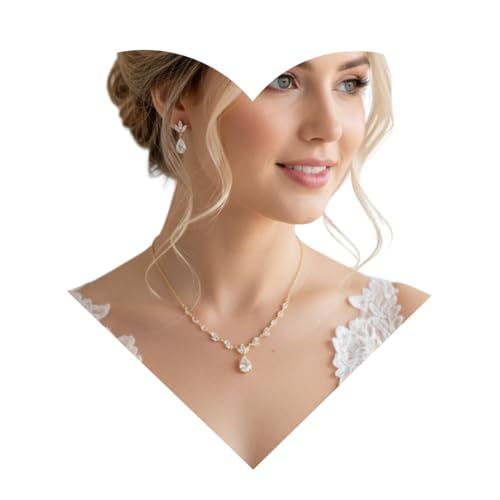 Conjunto de joyas para novia de oro collar ajustable 50cm pendientes boda mujer 1
