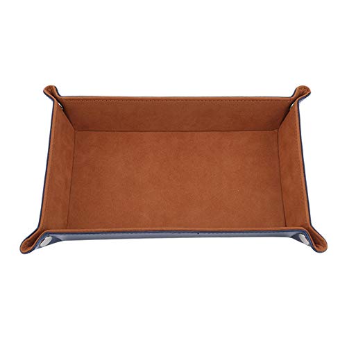 Meoliny Faux Leather Tray Household Vanity Small Items Place Tray for Bathroom Living Room,Brown (Small)