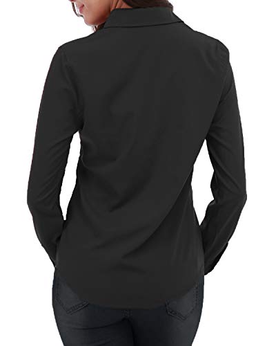 Women's Basic Button Down Shirts Long Sleeve Plus Size Simple Stretch Formal Casual Shirt Blouse3
