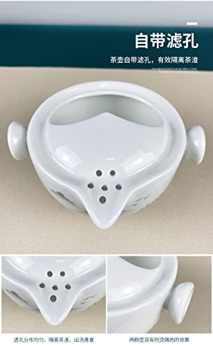 Image of Convenient Teapot Cup Porcelain Teacup White Glazed Travel tea set (Landscape set)
