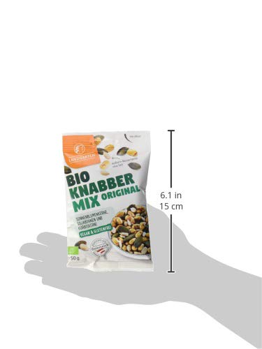 Landgarten Protein Mix – Bio-Protein-Snack mit gerösteten Sojabohnen, Sonnenblumenkernen & Kürbiskernen – gesalzen, fettfrei geröstet – 1 x 50 g