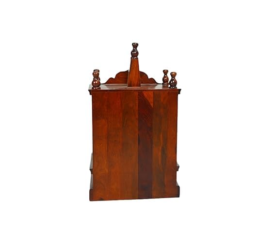 Image of Sheesham Wood Temple Solid Wood Classic Wooden Temple for Home, Office Pooja Mandir with 1 Drawer for Storage Home Decoration | Wall Devghar