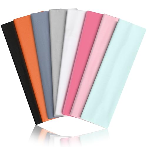 Image of 8PCS Summer-Exclusive Non Slip Sports Elastic Soft Running Fashion Headbands Absorb Sweat for Women & Men Working Out, Travel