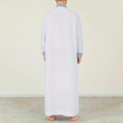 Thobe Jubba col à revers rayé vêtement traditionnel arabe homme - 5