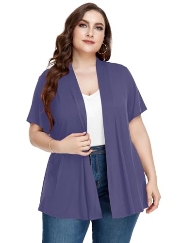 Image of LARACE Short Sleeve Cardigans for Womens Summer Tops Casual Plus Size Open Front Lightweight Cover Up