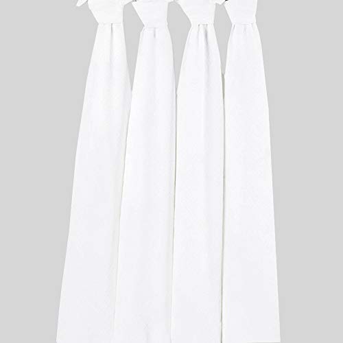 Bacati - 4 Pack Solid Pure White Baby Swaddle Blanket Unisex Swaddle Wrap Soft Breathable Cotton Muslin Swaddle Blankets Receiving Blanket For Boys Or Girls, Large 45 X 45 Inches #TOP2