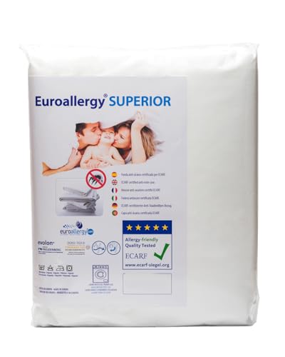Euroallergy Superior -Coprimaterasso Antiacaro Certificato. Altamente Traspirante, senza laminazione. Con Cerniera (180x200 x30 cm.)