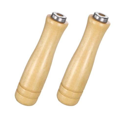 Image of CoCud Wooden File Handle with Metal Collars 6mm(0.24") Hole 2 Pcs