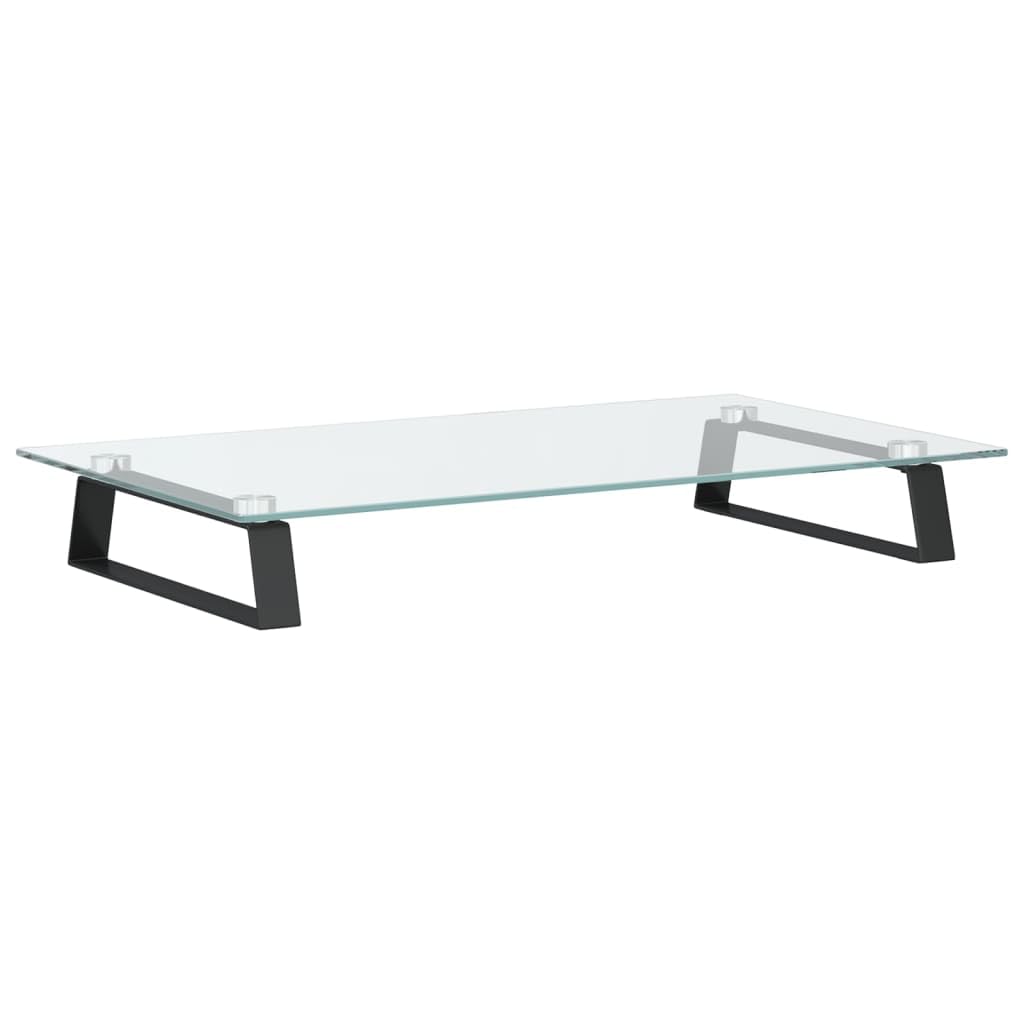 Vidaxl Black Monitor Stand, Display Stand For Laptops And Monitors, Computer Stand For Home Office, Monitor Stand Riser, Tempered Glass And Metal