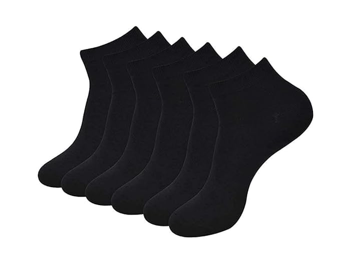 Men's Cotton Plain Black Ankle Length Sports Socks for Running and Casual Wear -6 Pairs-image-43