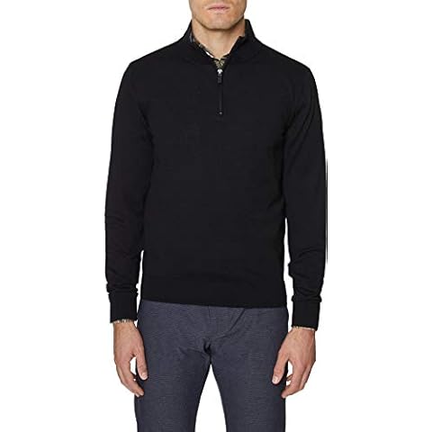 Hickey Freeman Men's Merino Wool and Cotton Blend Quarter Zip, Black, XXL Cover