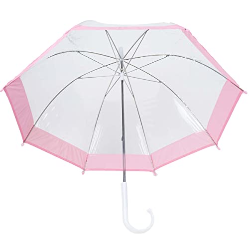 Parquet Bg Pink Clear Dome Umbrella For Kids. Auto Open/Close. Gift Ready. #TOP1