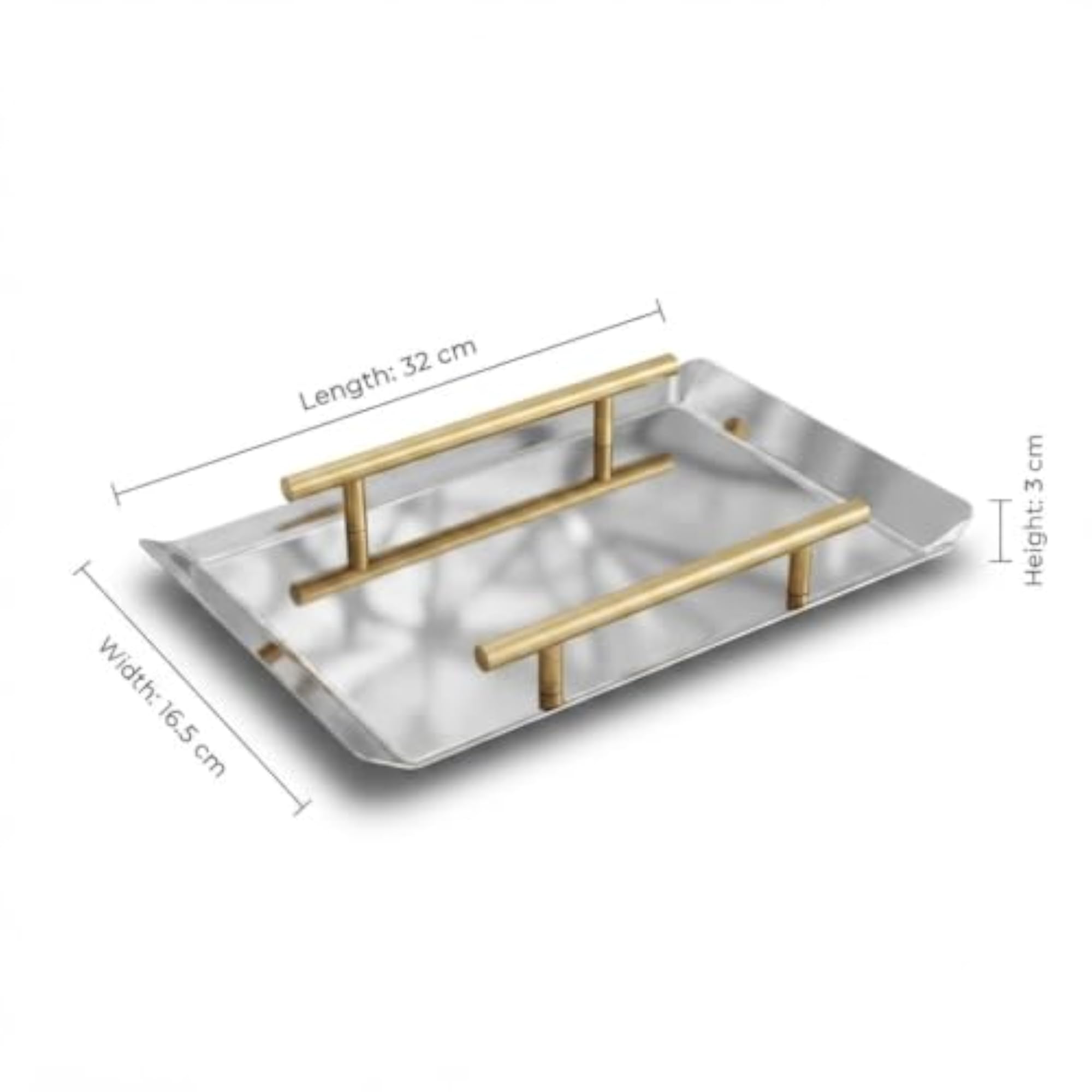 Luxury Stainless Steel Serving Tray with Gold Handles