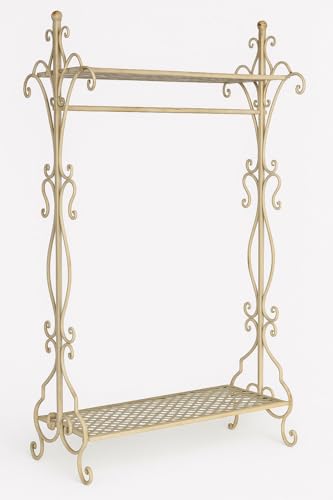 Nostalgi garderob shabby chic garderobsställ gammal vit metallstativ hylla aja005 Palazzo exklusiv