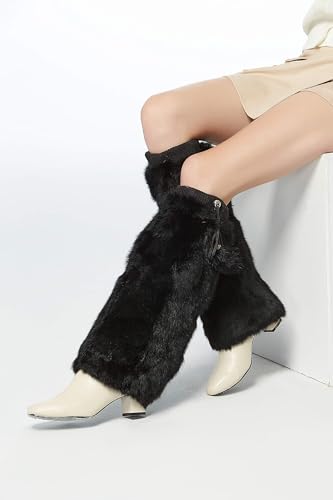 Image of Fur Story Fur Leg Warmers Real Fur Rabbit Winter Leggings Boot Toppers for Women