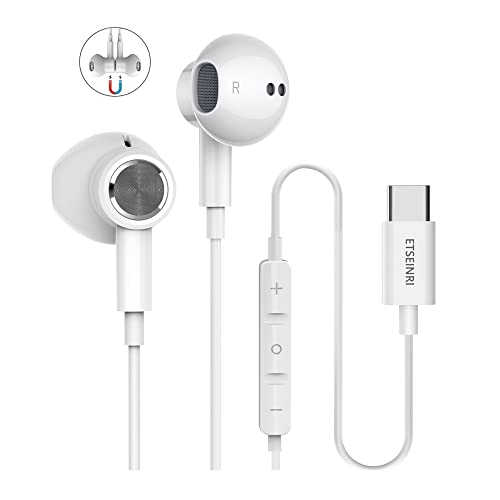Écouteurs USB C, Écouteurs Magnétique USB Type C HiFi Stéréo Écouteurs USB C avec Micro et Contrôle du Volume pour G.oogle Pixel 5/4/3/2, S.amsung S20 S21 Note 20, Hua.wei P30 Pro, Pad Pro 2018 Cover