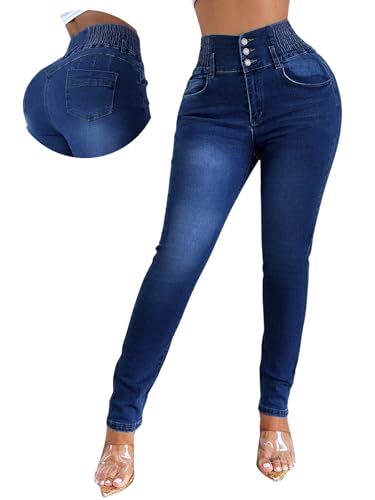 Colombian Jeans Women Butt Lifting Elastic Waist High Waisted Jeans Tummy Control Stretchy Skinny Pants2