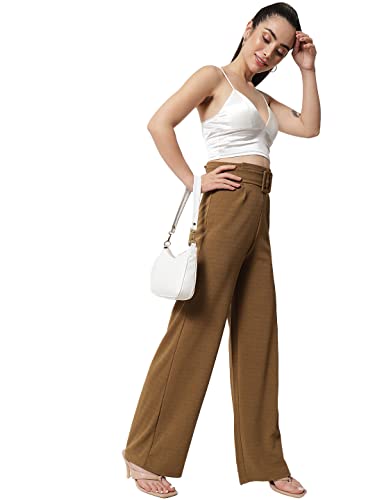 Image of KOTTY Women's High Rise Viscose Rayon Relaxed Fit Korean Trousers