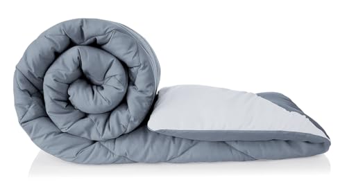 Image of Premium Microfiber Solid Plain Double Bed Comforter | All-Season Reversible AC Blanket for Winter & Summer | Soft & Lightweight Quilt for Double Bed - 220 GSM, Grey