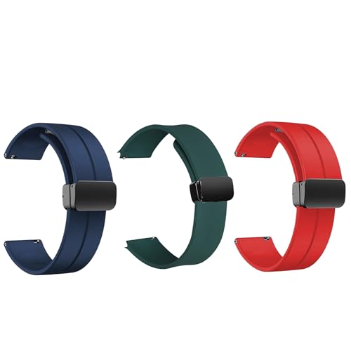 Image of LORENZ Silicone 22mm Replacement Watch Strap with Adjustable Magnetic Lock Feature