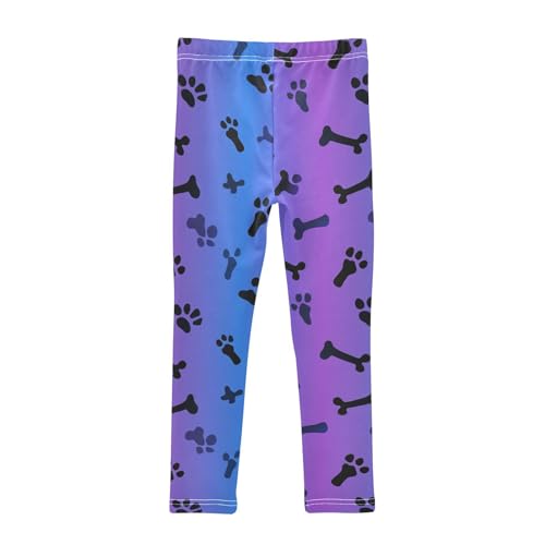 Blue Purple Cat Dog Bone Paw Print Girls Casual Leggings for Kids Printed Long Pant Bottoms Stretch and Soft2