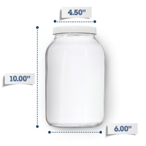 Fermentaholics 2 One-Gallon Glass Kombucha Jars & Breathable Muslin Cloth Covers, and Rubber bands | 2 Pack Gallon Jars | Perfect SCOBY Home - Brew Their Own Kombucha | American-Made Jar