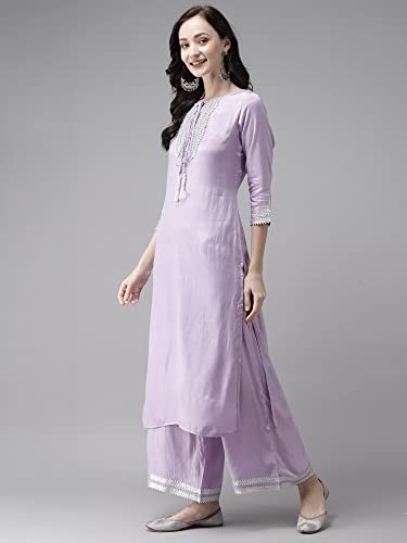 Image of INDO ERA Women's Cotton Blend Embroidered Straight Kurta Trouser With Dupatta Set(KH0PR2868)