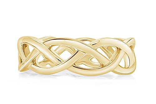 Celtic Knot Eternity Wedding Band Ring for Women, 14K Gold Plated 925 Sterling Silver, Engagement Promise Ring, Unique Celtic Jewelry Gift