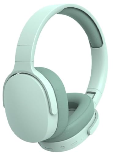 Midcomsys Wireless Bluetooth 5.0 Headphones, Over-Ear, 8+ Hour Battery Life, 40mm HiFi Speakers, Dual Stereo Sound, Type-C (Light Green)