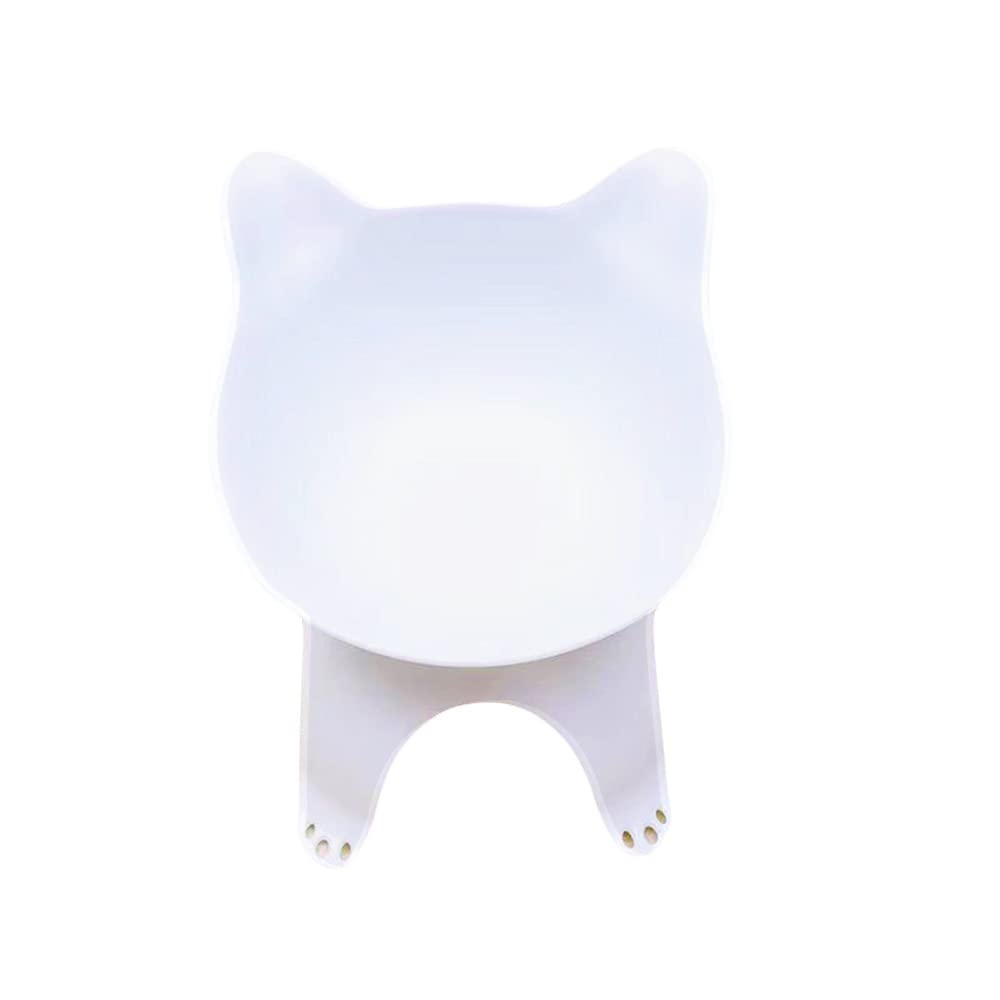 Pet Cat Bowls, Independent Bracket Cat Ear Bowl, Safe And Environmentally Friendly Plastic Cat Eat Bowl, 15 Degrees Tilt To Prevent Food Leakage，Multiple Color Options (white)