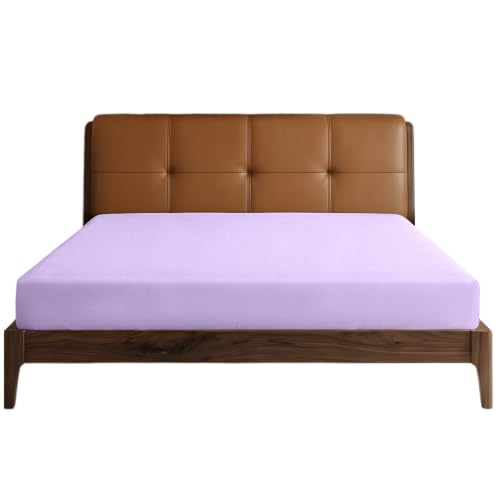 Image of Lirex Fitted Sheet, King Size 100% Cotton 300 Thread Count Soft Breathable Fitted Sheet, Light Purple