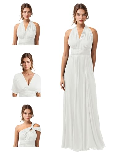 Image of JAEDEN Bridesmaid Dresses Multiway Convertible - Long Bridesmaid Dresses Chiffon Pleat 2026