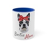 tazza da caffè in stile retrò con motivo boston terrier, da 325 ml, regalo vintage divertente, con scritta bostie mom cool mama, per uomini e donne, 325 ml, blu