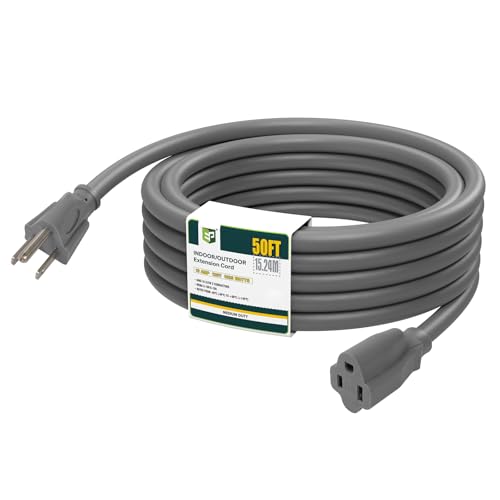 Image of EP 50FT Outdoor Extension Cord, 16 /3 SJTW Heavy Duty Grey, ETL Listed