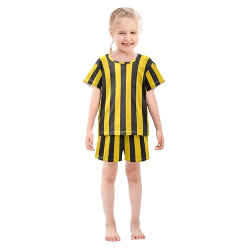 senya Short Sleeve Pajamas Sets Summer Cotton Sleepwear Yellowand Black Stripe3