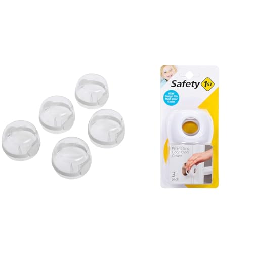 Safety 1st Child Proof Clear View Stove Knob Covers (Set of 5) & Parent Grip Door Knob Covers, Grey/Charcoal (Pack of 4) image 5