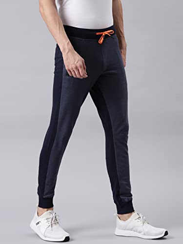 Image of F A S O Men's Super Combed Cotton Joggers | Color Block Design | Comfort Fit | Drawstring | Casual, Gym & Lounge Wear