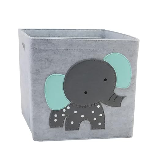 Image of Cute Design Kids Storage Organizer Box for Toys, Clothes and More - Foldable Kids Storage Box Organizer (Elephant)