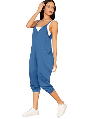 STOLKISS Women’s Oversized Overalls Sleeveless Jumpsuits Adjustable Spaghetti Strap Wide Leg Long Pants Romper with Pockets — view 2