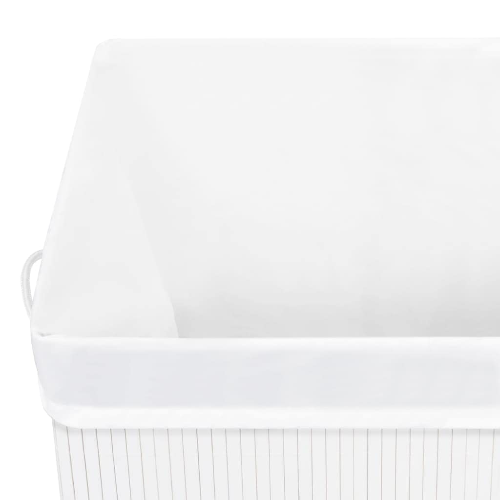 Cesto para la colada de bambú con 1 compartimento, color blanco, 83 L, plegable y ligero, con asas, para cuarto de baño, dormitorio, lavandería