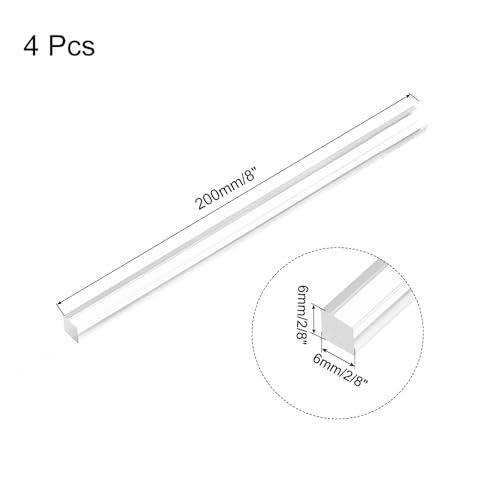 Image of MECCANIXITY 4pcs Acrylic Square Rods 1 /4 inch x 8 inch Clear Acrylic Dowel Rods Sticks Acrylic Plastic Sticks Strip for DIY Crafts Lighting Gardening Decorations - 6mm x 200mm
