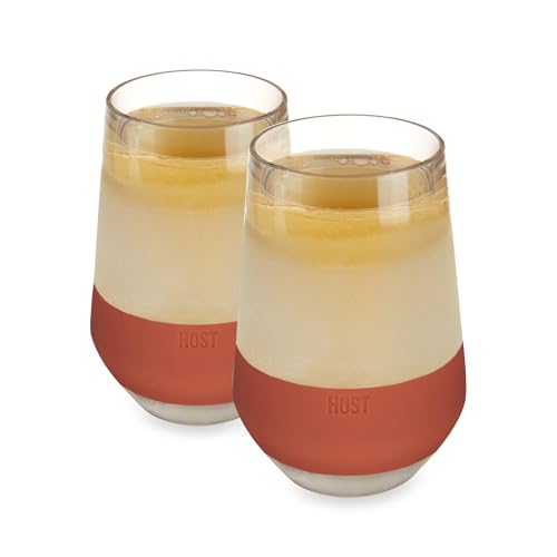 Image of Host Freeze XL Wine Glass Cooling Cup, Double Walled Insulated Freezable Drink Chilling Tumbler for Aperol Spritz 12 Ounces Terra Cotta