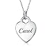 Tiny Minimalist Flat Medium Size Heart Shape Blank Plain Pendant Necklace For Teen Women .925 Sterling Silver