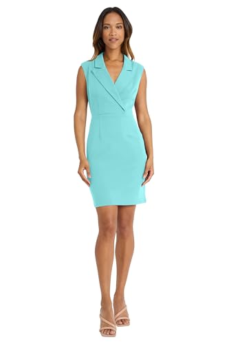 Image of Donna Morgan Women's Lapel Collared Career Sheath Dress Office Workwear Desk to Dinner Event Reception Ceremony