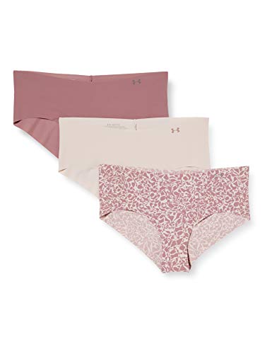 Under Armour Pacote com 3 calcinhas femininas estampadas, Stardust Pink (649)/Beta Tint, G