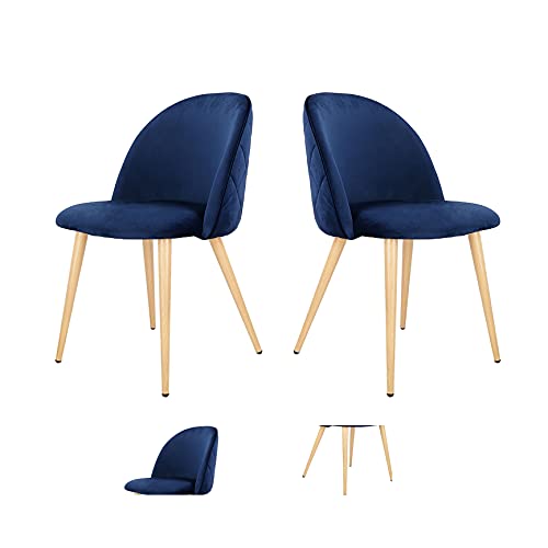 Le siège ergonomique en velours avec pieds en métal convient pour les chaises de restaurant, les chaises de bureau, les chaises de loisirs, les chaises de dossier et les chaises d'hôtel (bleu, 2) Cover